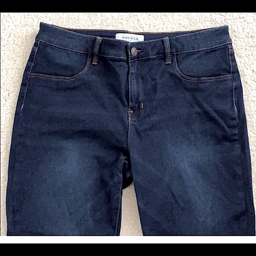 🆕🔥PAC-SUN/HIGHRISE/DARK DENIMN/JEGGINGS REAL CUTE&SOO SOFT&CONTOURING FIT NWOT - Picture 1 of 7